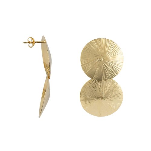 BB Earring Ribbed Double Full Moon Gold
