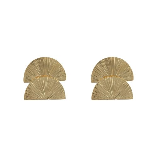 BB Earring Ribbed Double Half Moon Gold