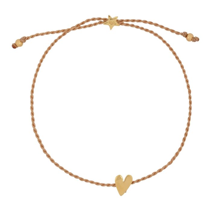 BB Bracelet hammered heart rope gold plated