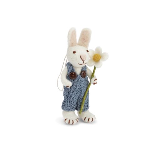 Gry Felt White Bunny with Pants and Marguerite