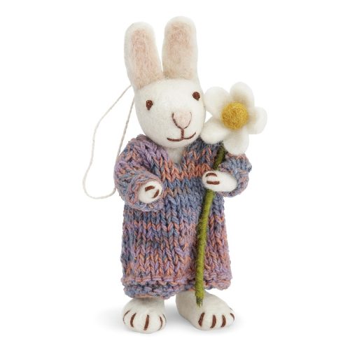 Gry Felt White Bunny with Multi colorful Dress