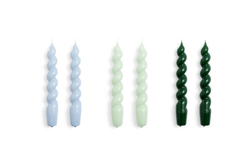 HAY Candle-Spiral set of 6 lblue/mint/green