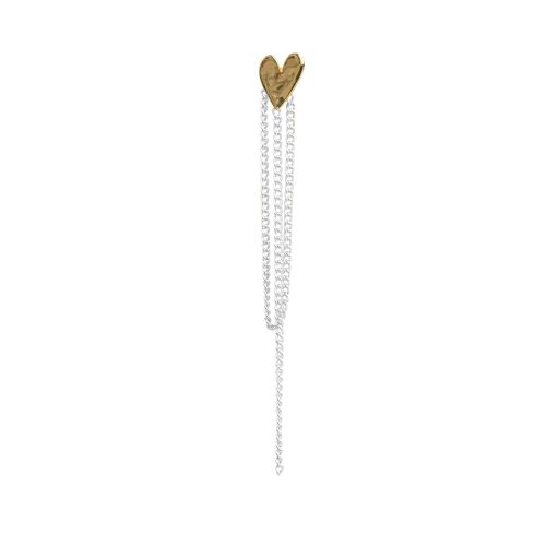 BB earring Heart Chain stud silver & gold plated (1)