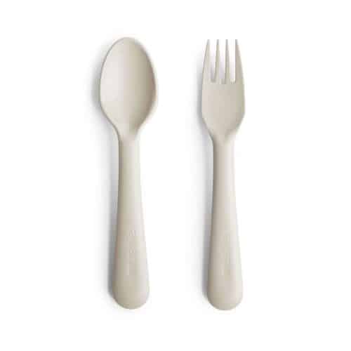 Mushie Fork & Spoon Ivory