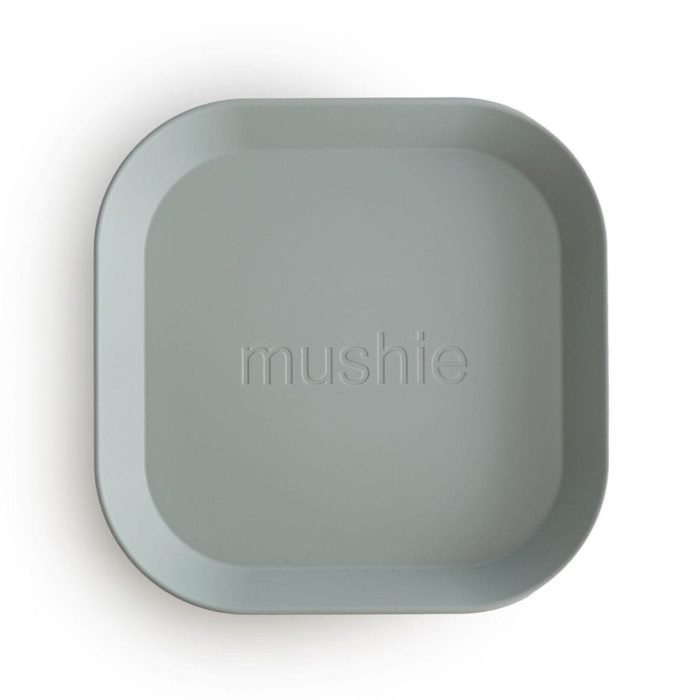 Mushie Plates square Sage set/2