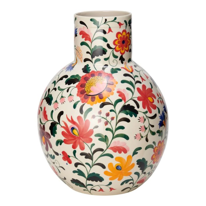 RtS vase round colourful flowers handpainted L