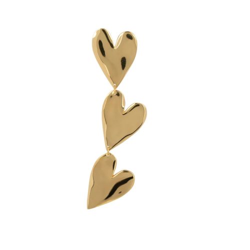BB earring three double heart gold plated (1)