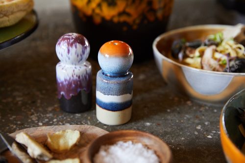 HK 70's ceramic pepper & salt jar stargaze