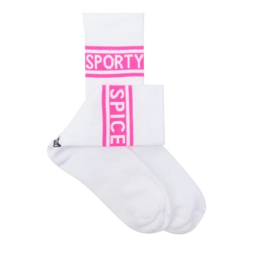 BB Socks White Neon Pink Sporty Spice Stripes