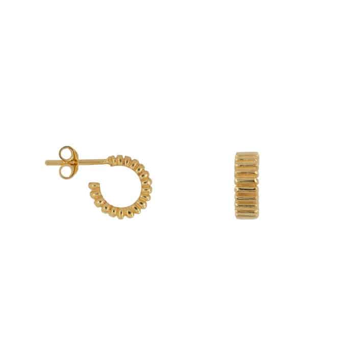 BB Stripes Hoop Stud Earring Gold Plated