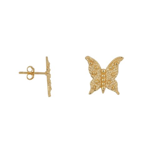 BB Double Butterfly Stud Earring Gold Plated