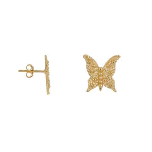 BB Double Butterfly Stud Earring Gold Plated