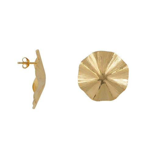 BB Ribbed Umbrella Stud Earring Gold Plated