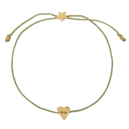 BB Bracelet Gold Heart Green String
