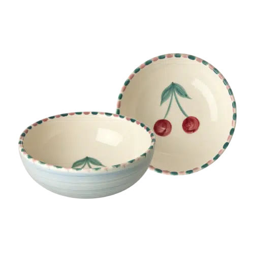 Kom - Zacht blauw - Hand-painted Cherry