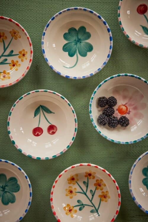 Kom - Zacht blauw - Hand-painted Cherry