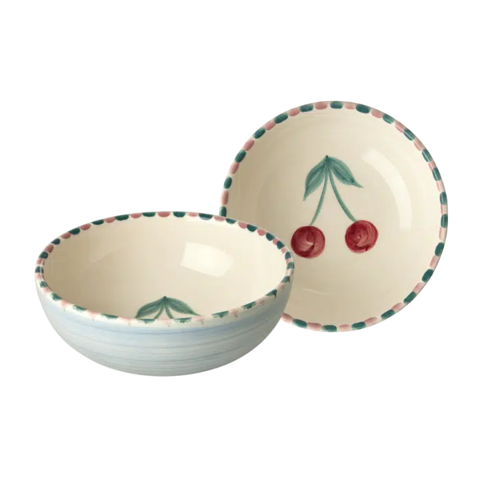 Kom - Zacht blauw - Hand-painted Cherry