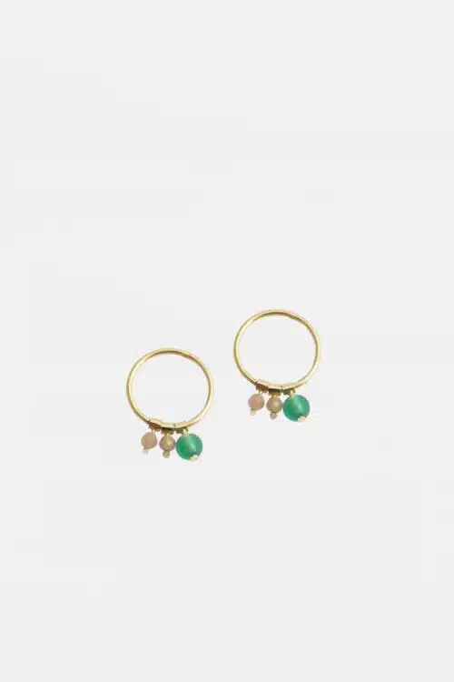 Oorbellen Hoop Beads groen/roze