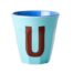 Rice Alfabet beker U blauw