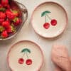Gebaksbordje - Crème - Hand-painted Cherry