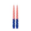 Rice twisted LED kaarsen marine blauw - koraal