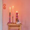 Rice twisted LED kaarsen marine blauw - koraal