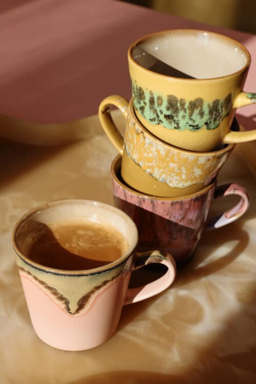 70's Ceramic Amercano mugs set/4 Radiant