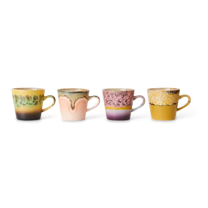 70's Ceramic Amercano mugs set/4 Radiant