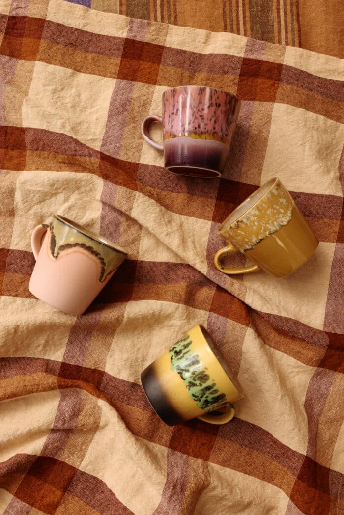 70's Ceramic Amercano mugs set/4 Radiant