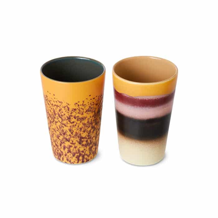 70's Ceramic Tea Mugs set/2 Beach