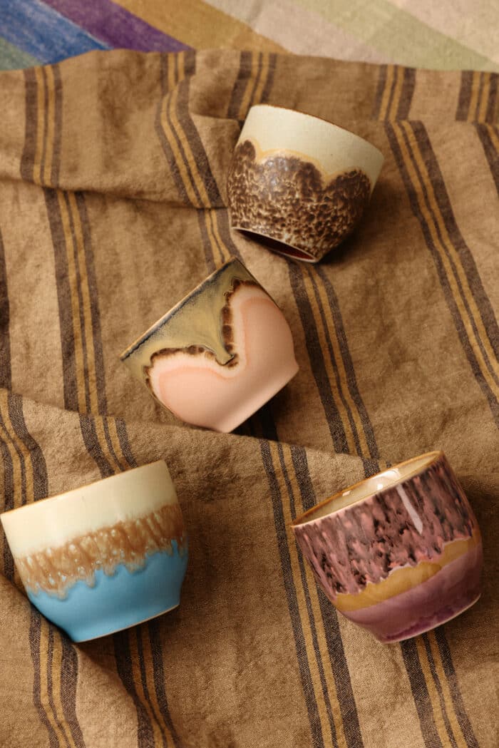 70's Ceramics Coffee Cups Lagoon set/4