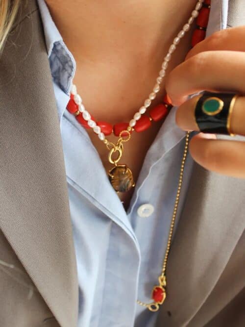Knotted Pearl Beaded Necklace
