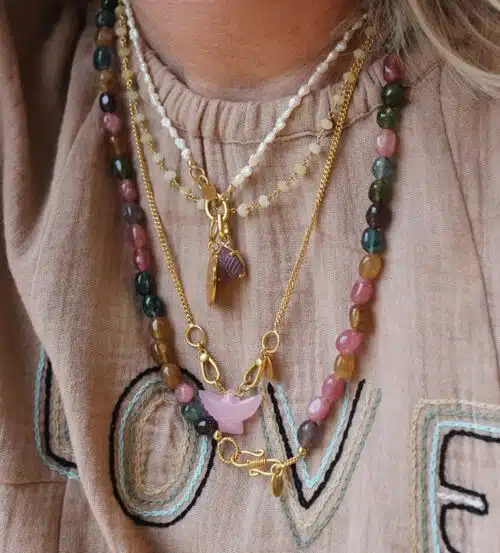Multi Jade Stone Beaded Necklace