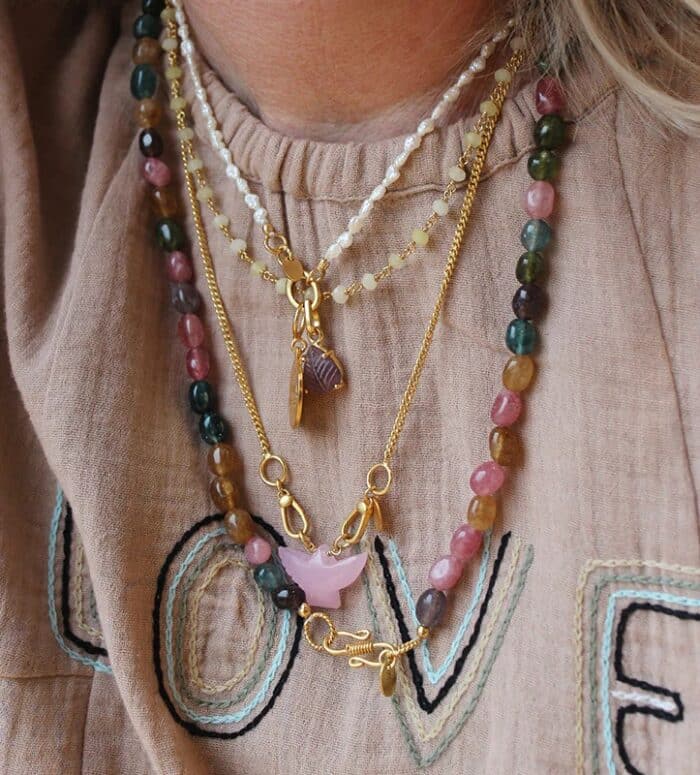 Multi Jade Stone Beaded Necklace