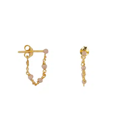 Balls emaille chain stud oorbellen Beige