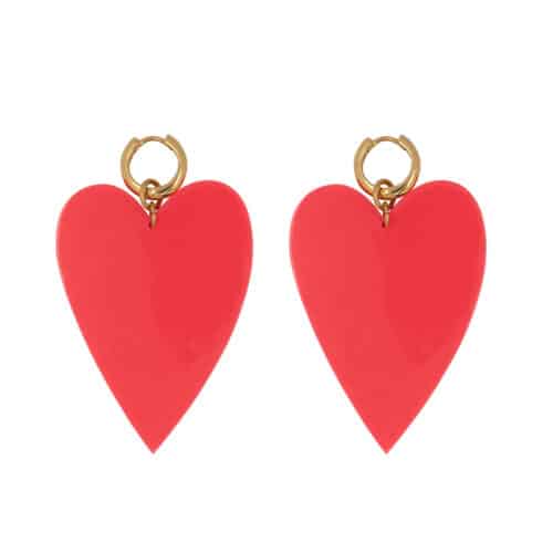 Betty Bogaers Earrings hoop Big Heart pink neon