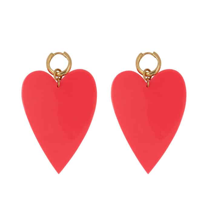 Betty Bogaers Earrings hoop Big Heart pink neon