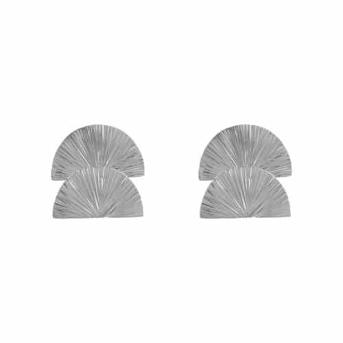 Earrings Ribbed Double Half Moon silver