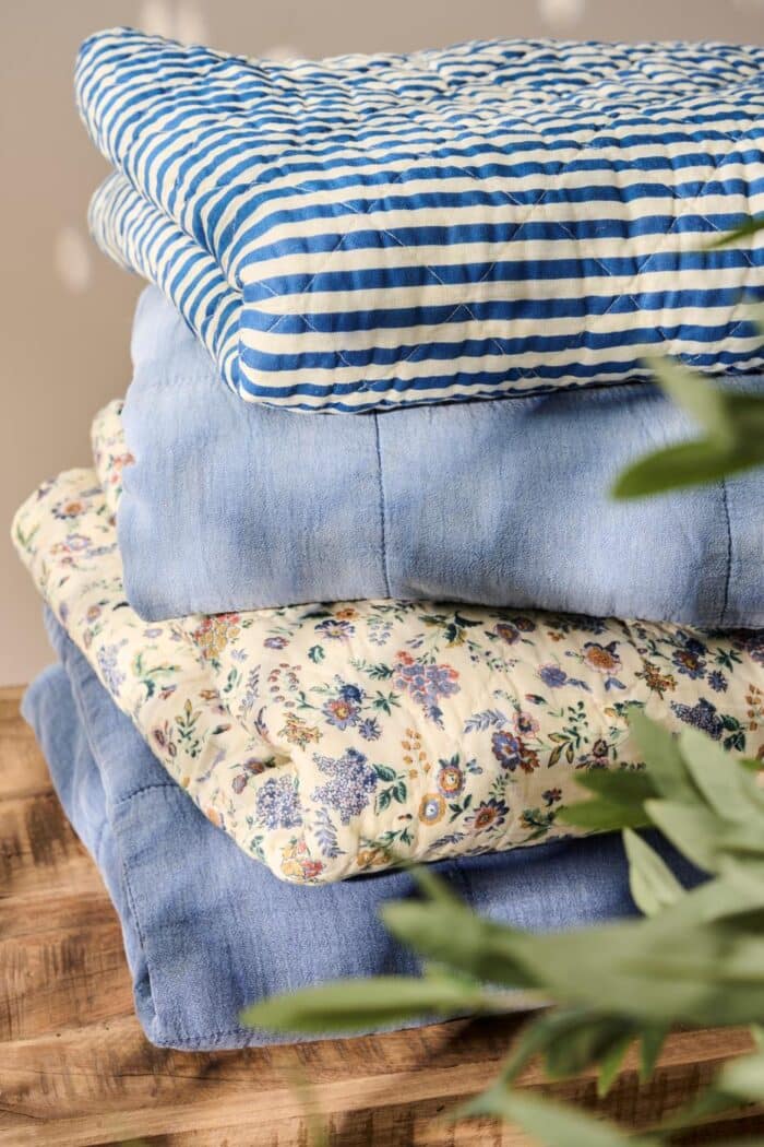 Quilt Streep blauw-wit