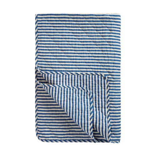Quilt Streep blauw-wit