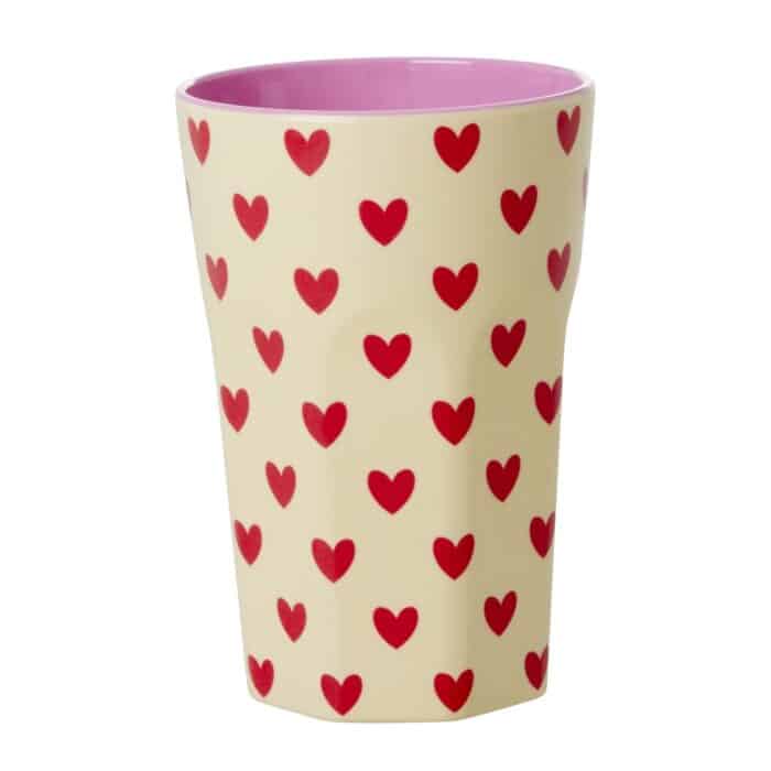 Rice melamine cup tall Darling Hearts