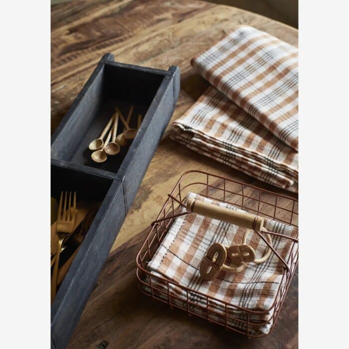 Set/4 Servetten Ruit oranje