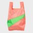 The New Shopping Bag Medium Coral&Greenscreen