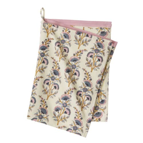Theedoek blockprint Calla Azur