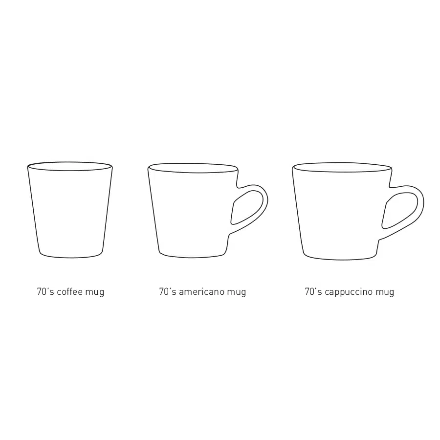 70's Ceramic Americano mugs set/4 Pegasus