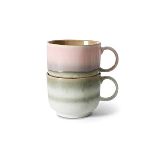 70's Ceramic Tea Cups set/2 Nova