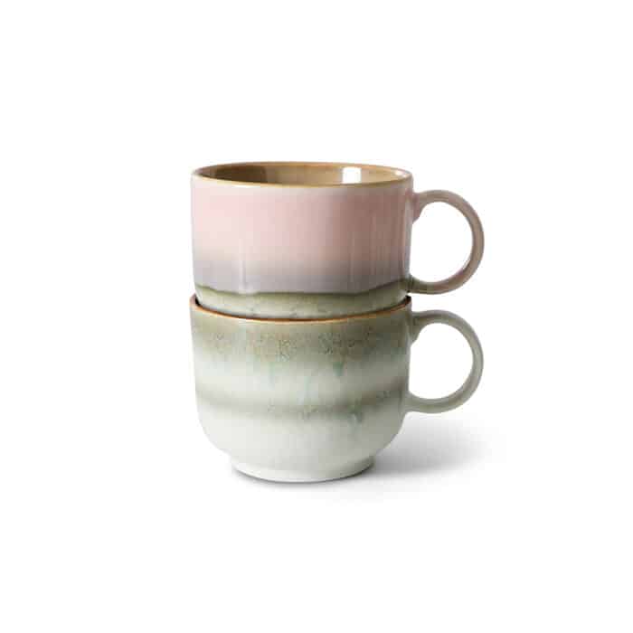 70's Ceramic Tea Cups set/2 Nova