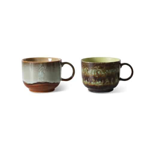 70's Ceramic Tea Cups set/2 Odyssey