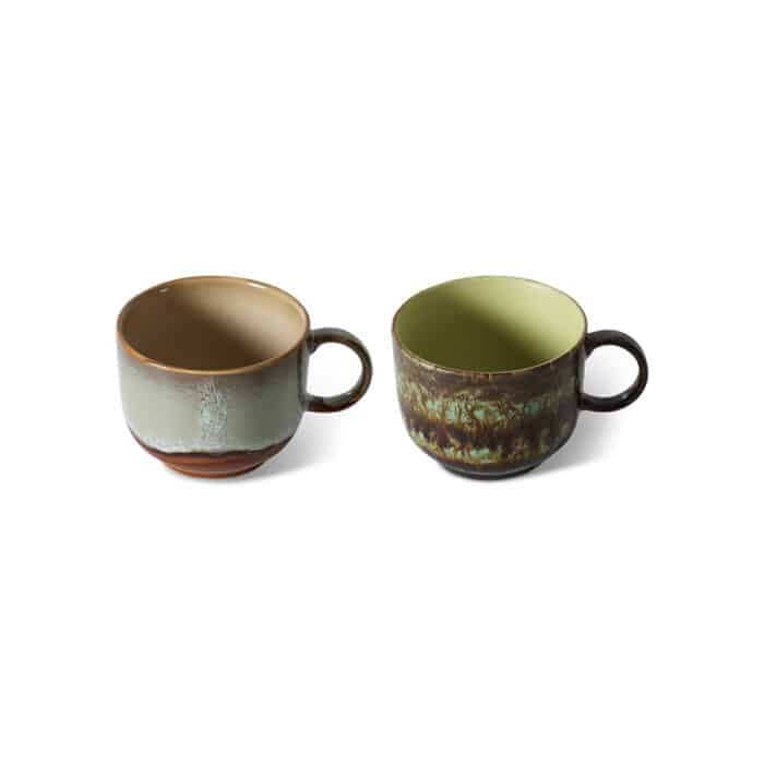 70's Ceramic Tea Cups set/2 Odyssey