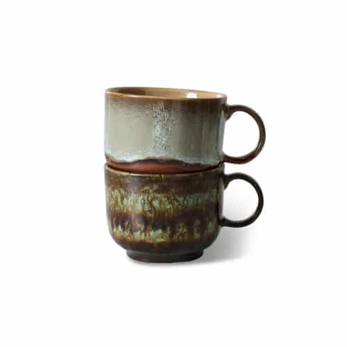 70's Ceramic Tea Cups set/2 Odyssey